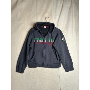 Roma Atletica Italia Full Zip Hoodie Navy Blue Embroidered Small Sweatshirt